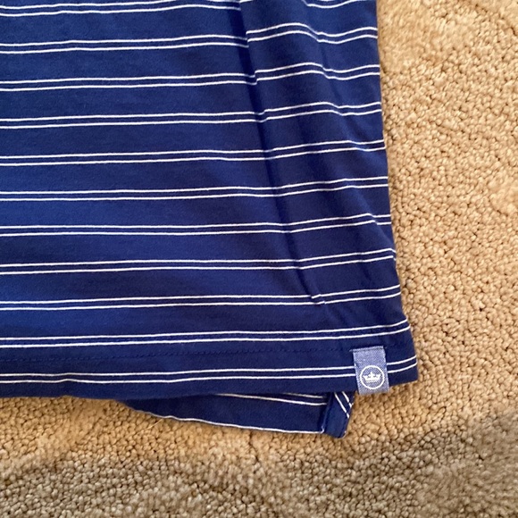Men’s Peter Millar Blue and White Striped Polo Size Large - Picture 3 of 5